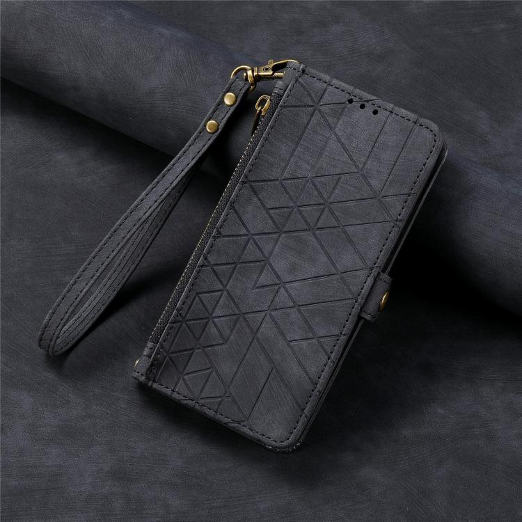 For Samsung Galaxy S26 Edge 5G Geometric Zipper Wallet Side Buckle Leather Phone Case