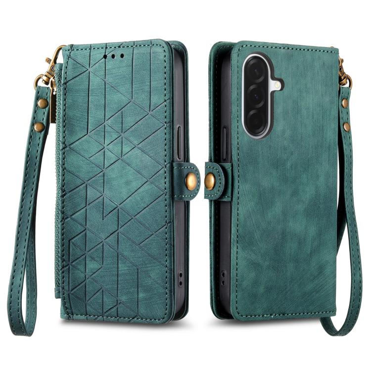 For Samsung Galaxy A37 5G Geometric Zipper Wallet Side Buckle Leather Phone Case