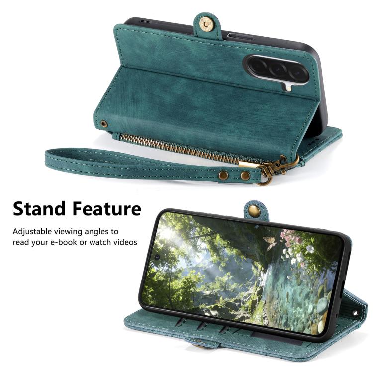 For Samsung Galaxy A37 5G Geometric Zipper Wallet Side Buckle Leather Phone Case