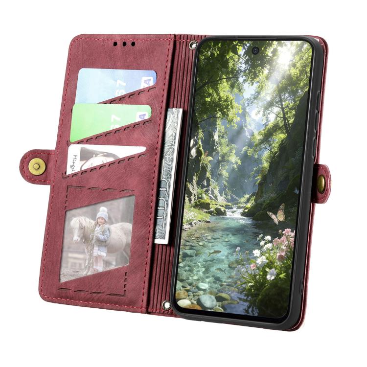 For Samsung Galaxy A57 5G Geometric Zipper Wallet Side Buckle Leather Phone Case