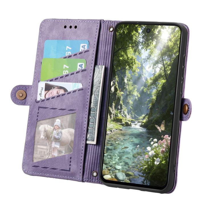 For Samsung Galaxy A57 5G Geometric Zipper Wallet Side Buckle Leather Phone Case