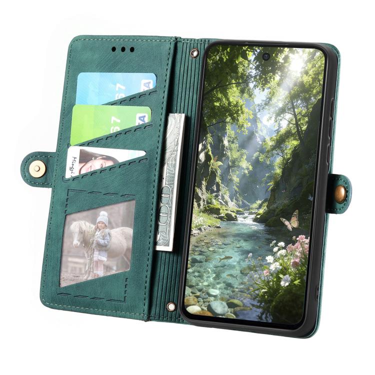 For Samsung Galaxy A56 5G Geometric Zipper Wallet Side Buckle Leather Phone Case