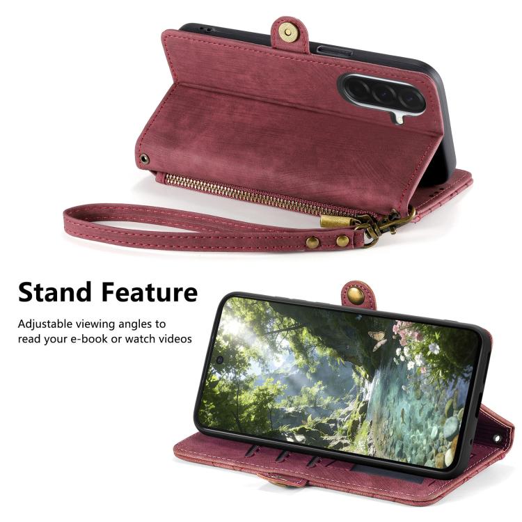 For Samsung Galaxy A56 5G Geometric Zipper Wallet Side Buckle Leather Phone Case