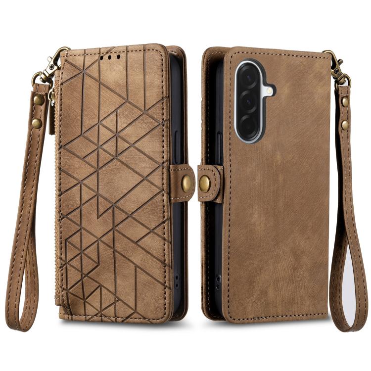 For Samsung Galaxy A56 5G Geometric Zipper Wallet Side Buckle Leather Phone Case