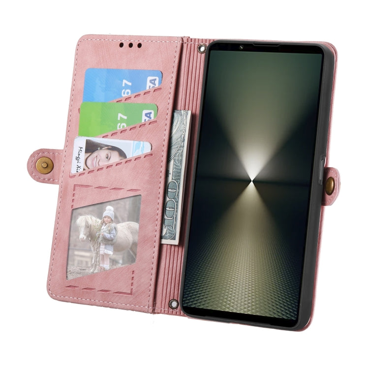 For Sony Xperia 1 VI Geometric Zipper Wallet Side Buckle Leather Phone Case