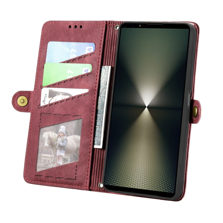 For Sony Xperia 1 VI Geometric Zipper Wallet Side Buckle Leather Phone Case
