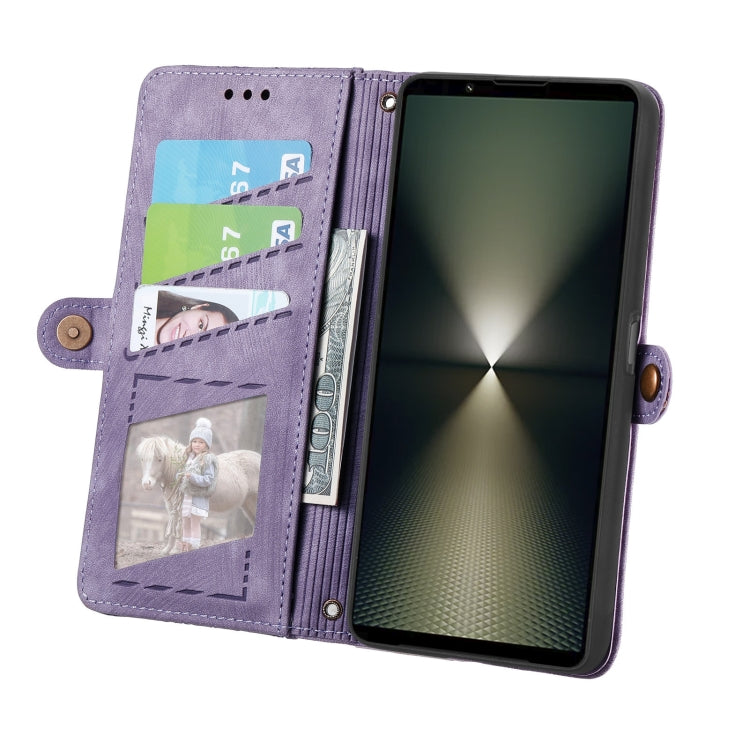 For Sony Xperia 1 VI Geometric Zipper Wallet Side Buckle Leather Phone Case