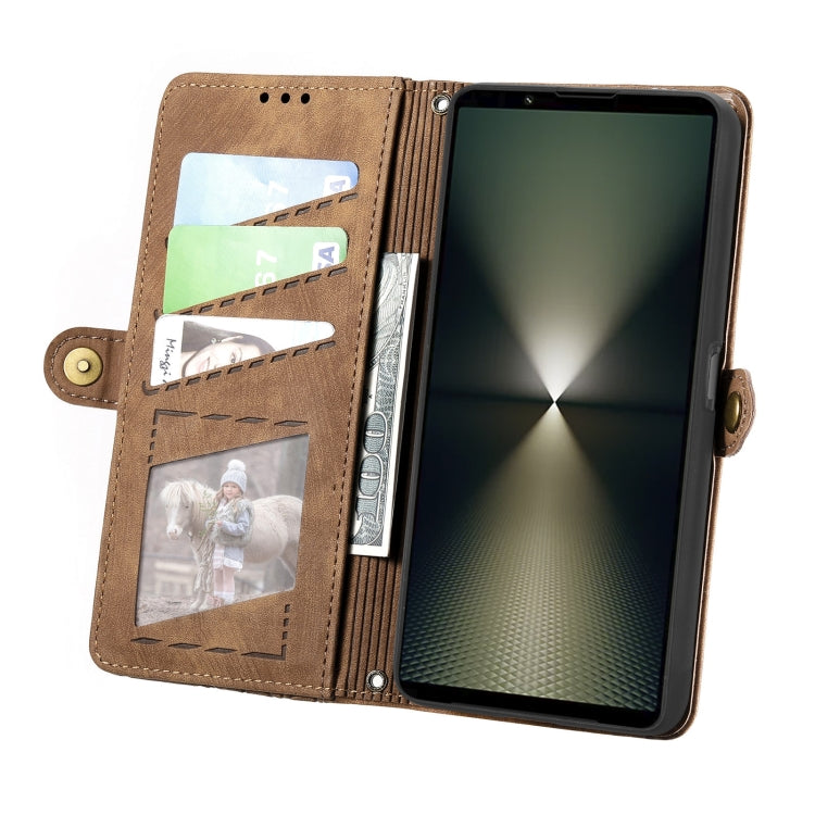 For Sony Xperia 1 VI Geometric Zipper Wallet Side Buckle Leather Phone Case