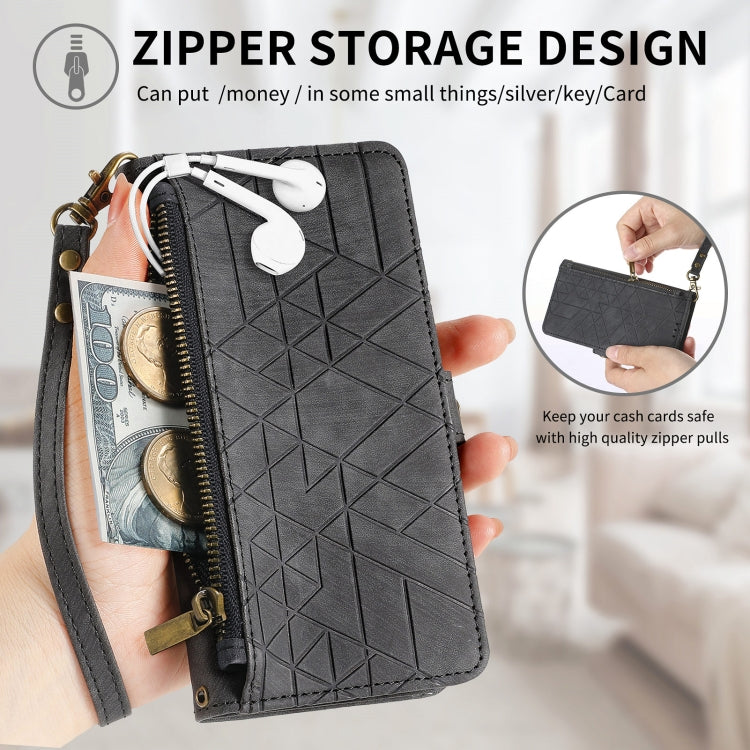 For Sony Xperia 1 VI Geometric Zipper Wallet Side Buckle Leather Phone Case