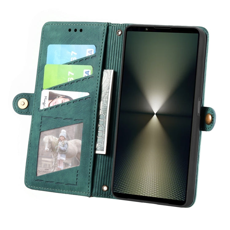 For Sony Xperia 10 VI Geometric Zipper Wallet Side Buckle Leather Phone Case