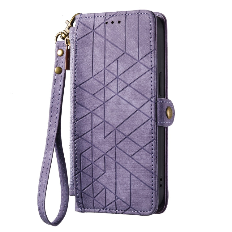 For Sony Xperia 10 VI Geometric Zipper Wallet Side Buckle Leather Phone Case