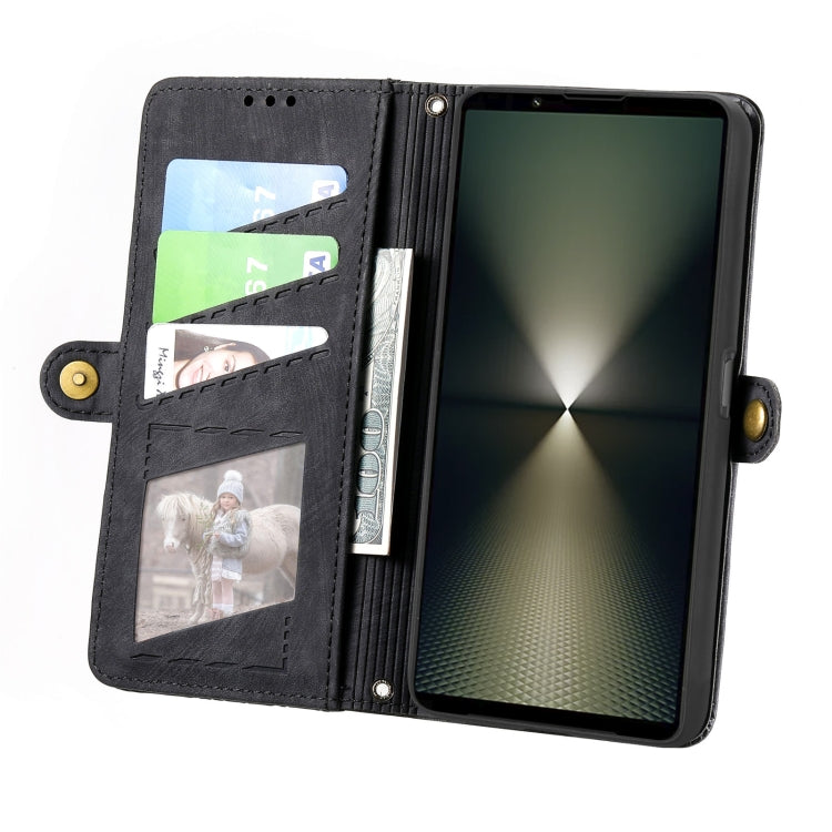 For Sony Xperia 10 VI Geometric Zipper Wallet Side Buckle Leather Phone Case