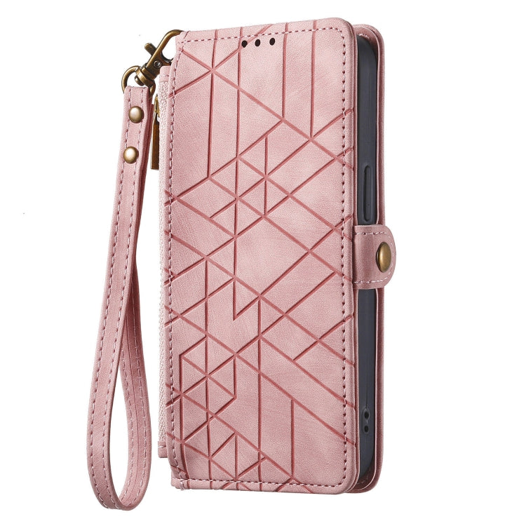 For Sony Xperia 5 V Geometric Zipper Wallet Side Buckle Leather Phone Case