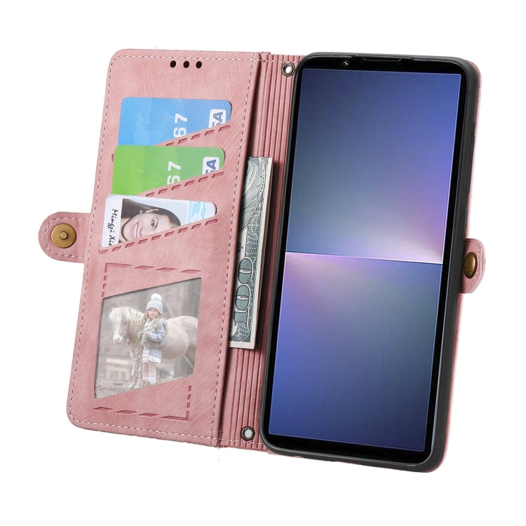 For Sony Xperia 5 V Geometric Zipper Wallet Side Buckle Leather Phone Case