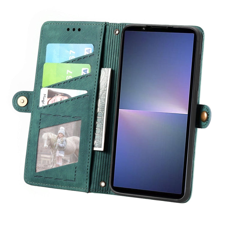 For Sony Xperia 5 V Geometric Zipper Wallet Side Buckle Leather Phone Case