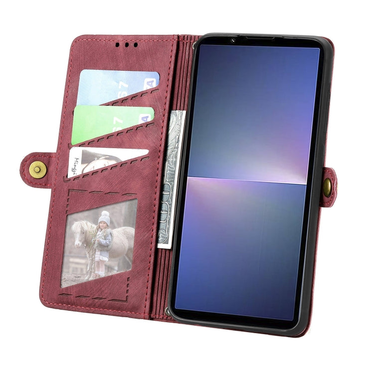 For Sony Xperia 5 V Geometric Zipper Wallet Side Buckle Leather Phone Case