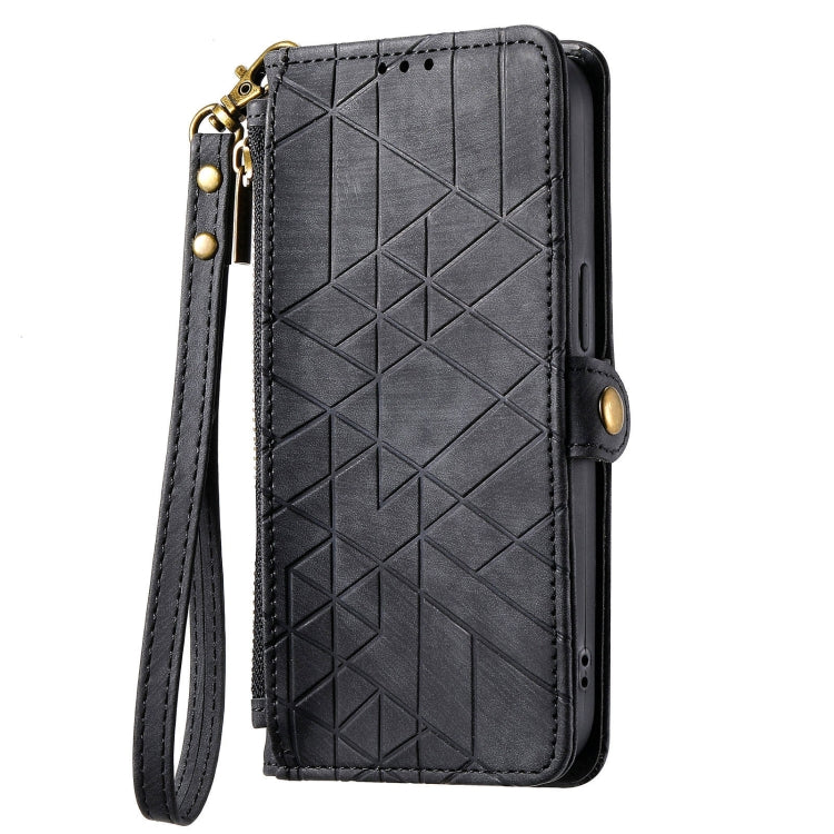 For Sony Xperia 5 V Geometric Zipper Wallet Side Buckle Leather Phone Case