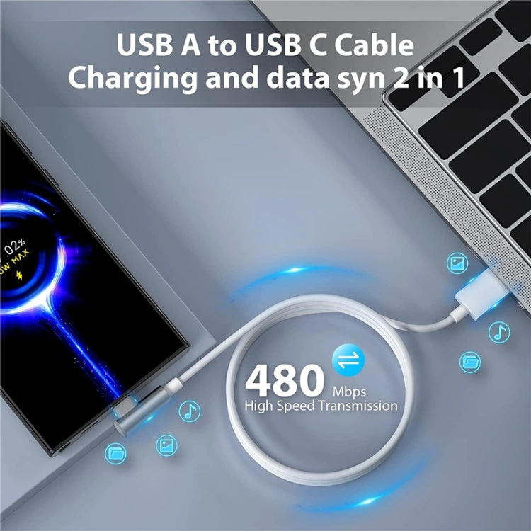 5pcs XJ-94 1m USB to Type-C Elbow Fast Charging Data Cable for Samsung and Other Phone(Black)