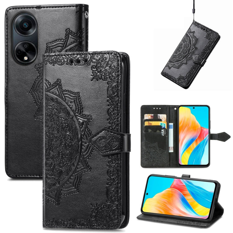 For OPPO A 98 Mandala Flower Embossed Leather Phone Case