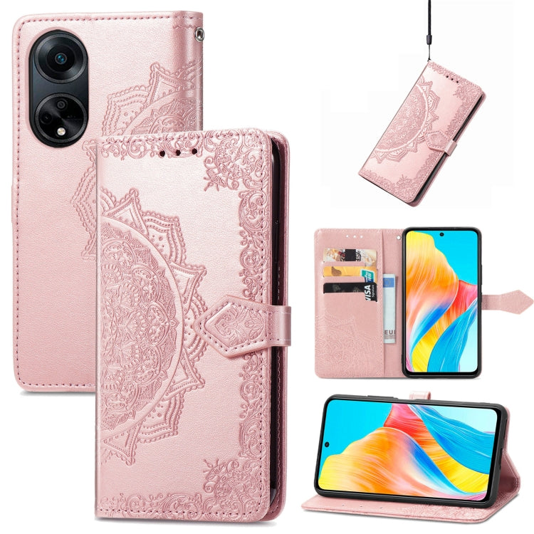 For OPPO A 98 Mandala Flower Embossed Leather Phone Case
