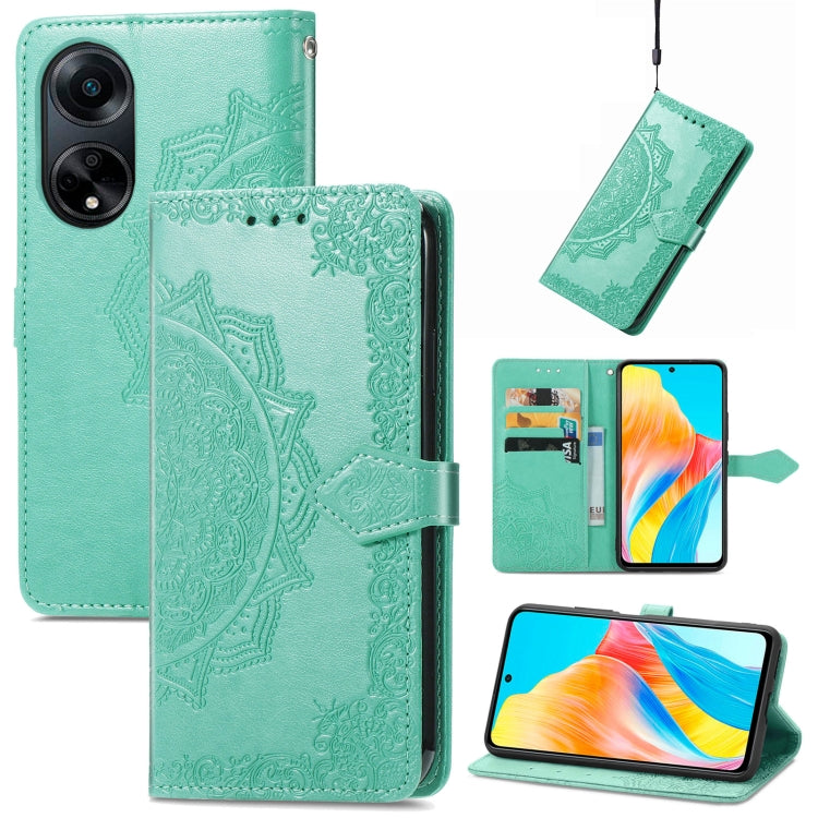 For OPPO A 98 Mandala Flower Embossed Leather Phone Case