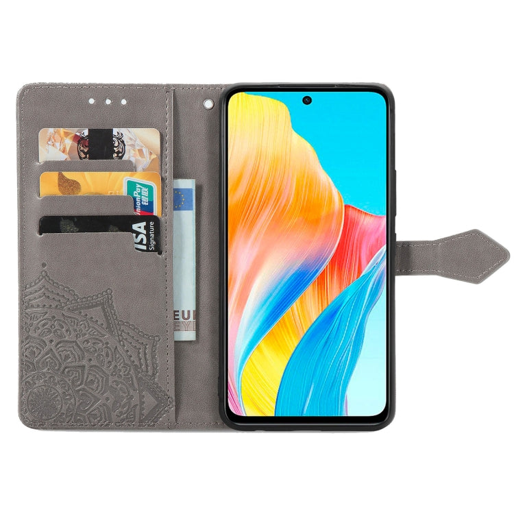 For OPPO A 98 Mandala Flower Embossed Leather Phone Case