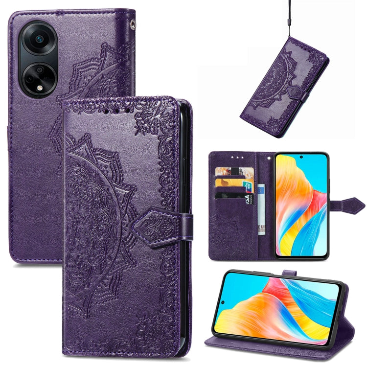 For OPPO A 98 Mandala Flower Embossed Leather Phone Case