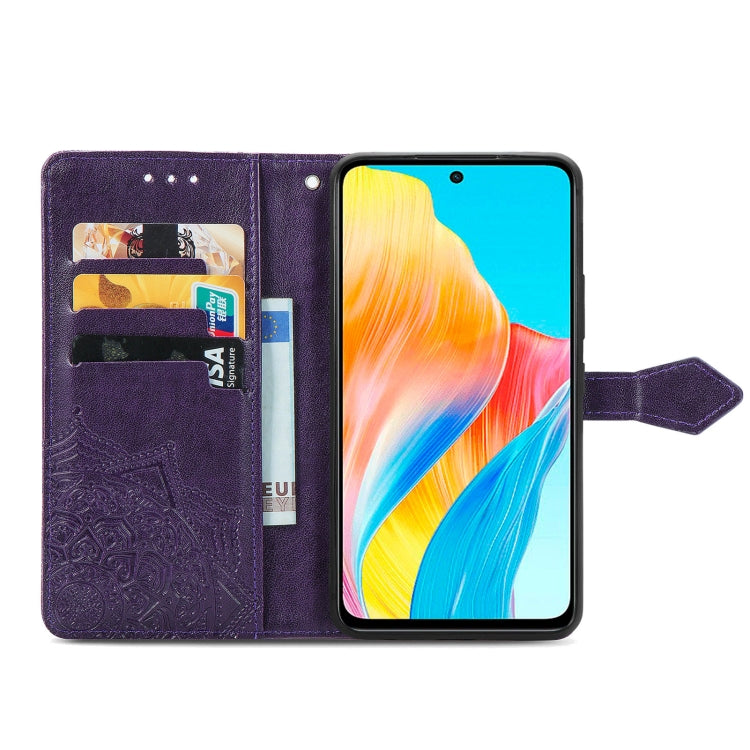 For OPPO A 98 Mandala Flower Embossed Leather Phone Case