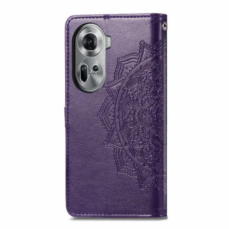 For OPPO Reno11 EU Mandala Flower Embossed Leather Phone Case