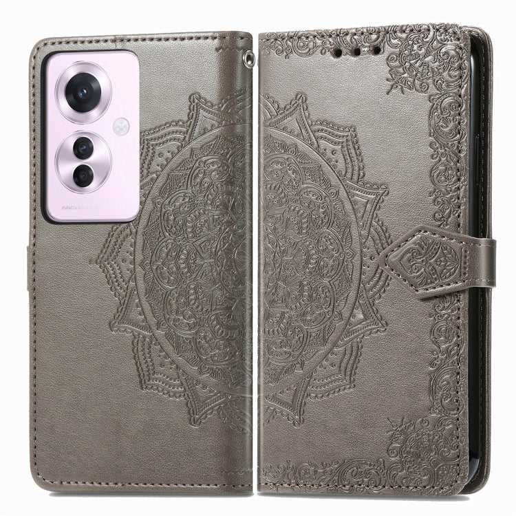 For OPPO Reno11 F 5G Mandala Flower Embossed Leather Phone Case