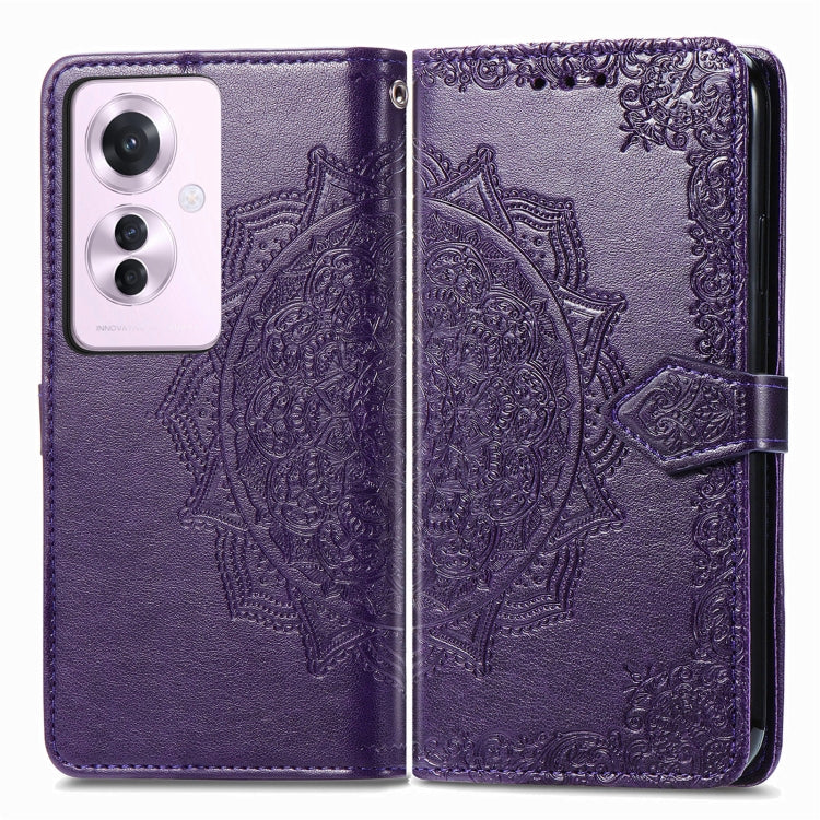 For OPPO Reno11 F 5G Mandala Flower Embossed Leather Phone Case
