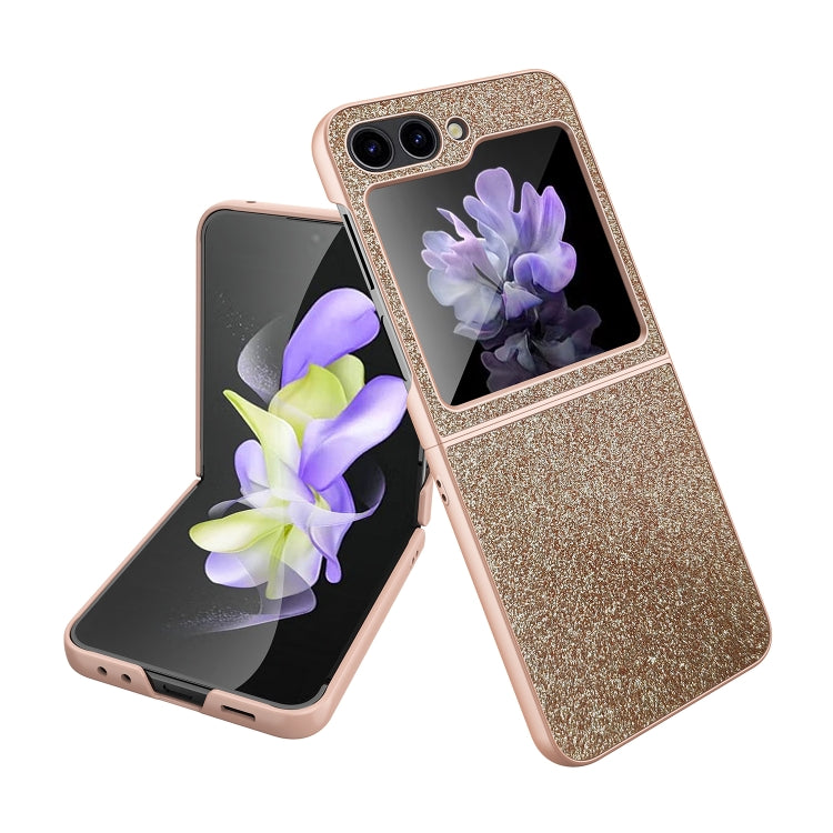 For Samsung Galaxy Z Flip5 5G Glitter Powder Skin PU All-inclusive Phone Case