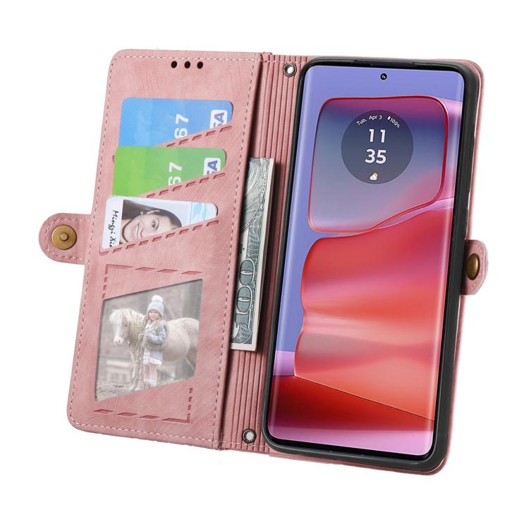 For Motorola Moto G75 5G Geometric Zipper Wallet Side Buckle Leather Phone Case