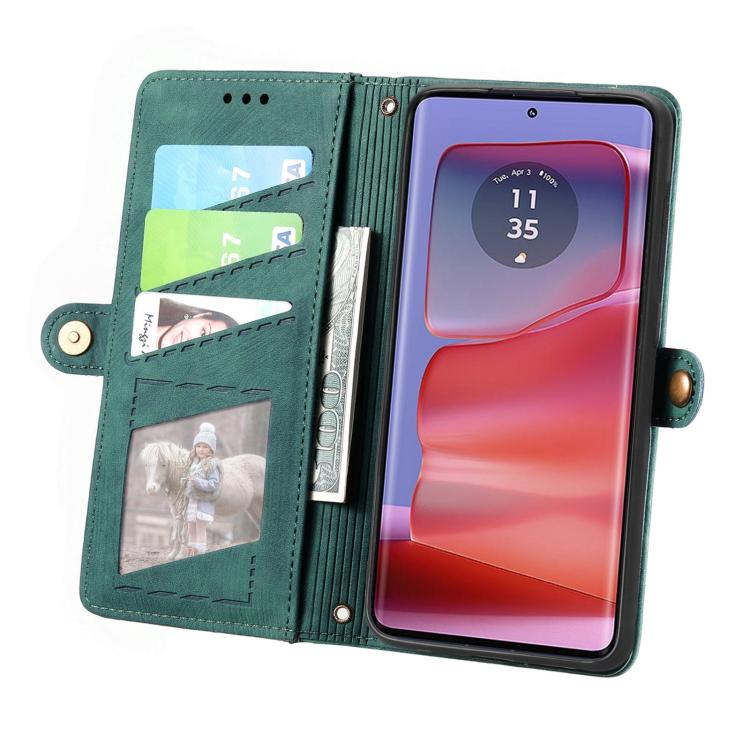 For Motorola Moto G75 5G Geometric Zipper Wallet Side Buckle Leather Phone Case
