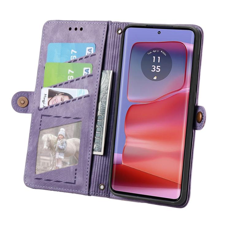 For Motorola Moto G75 5G Geometric Zipper Wallet Side Buckle Leather Phone Case