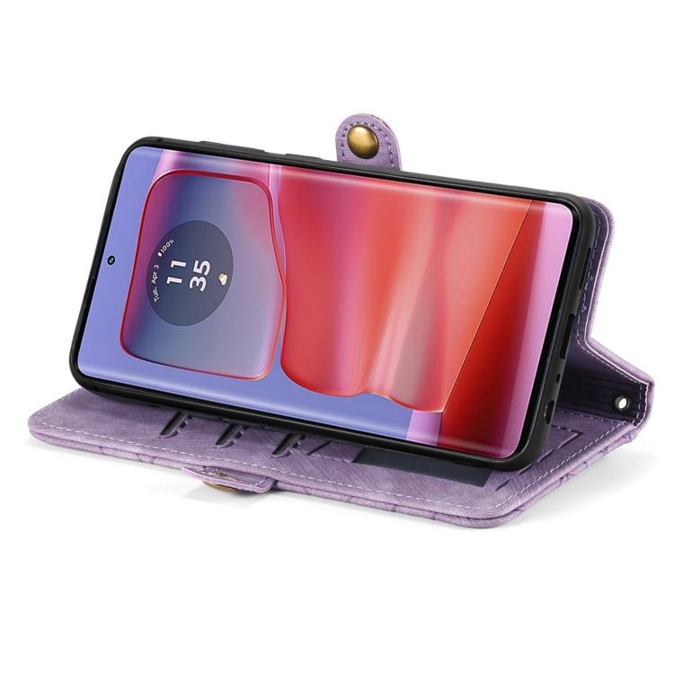 For Motorola Moto G75 5G Geometric Zipper Wallet Side Buckle Leather Phone Case