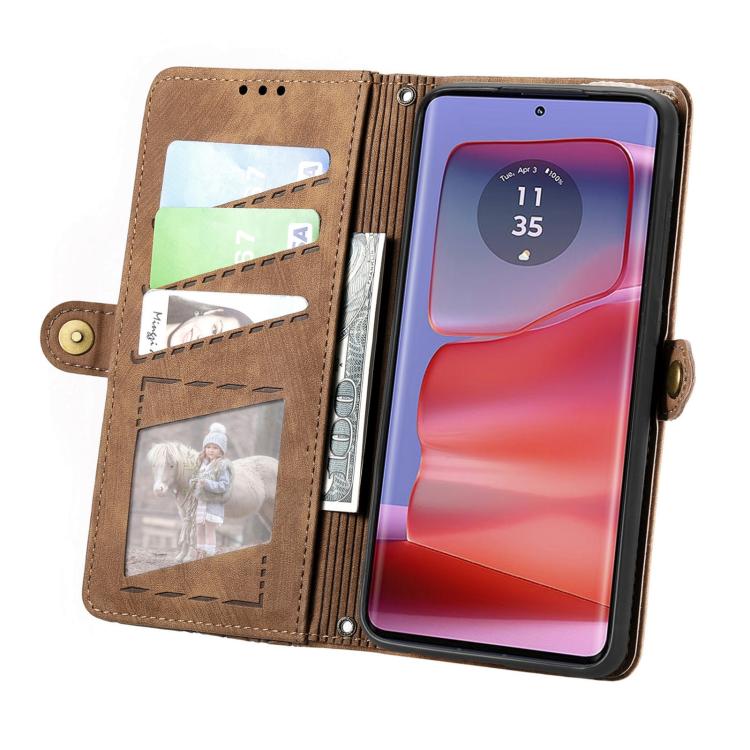 For Motorola Moto G75 5G Geometric Zipper Wallet Side Buckle Leather Phone Case