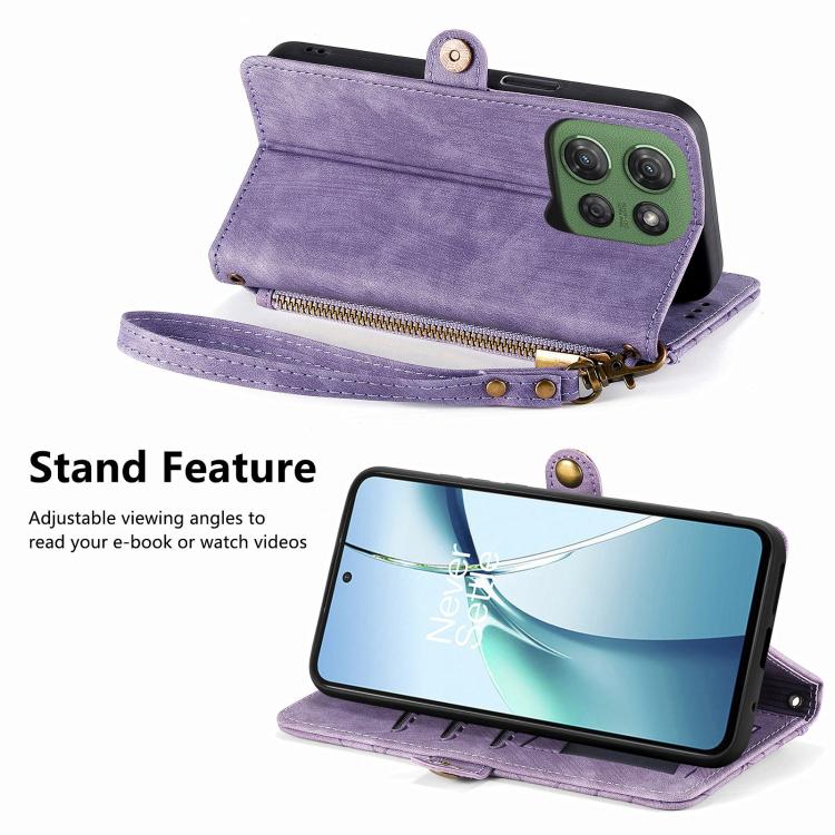 For Motorola Moto G Power 2025 Geometric Zipper Wallet Side Buckle Leather Phone Case