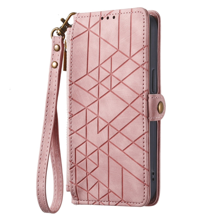 For Realme C65 Geometric Zipper Wallet Side Buckle Leather Phone Case