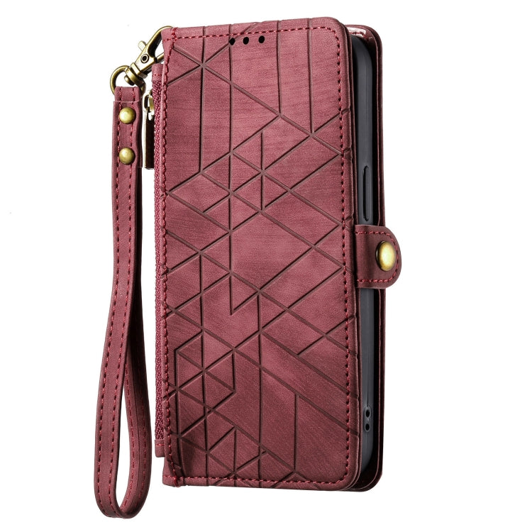 For Realme C65 Geometric Zipper Wallet Side Buckle Leather Phone Case