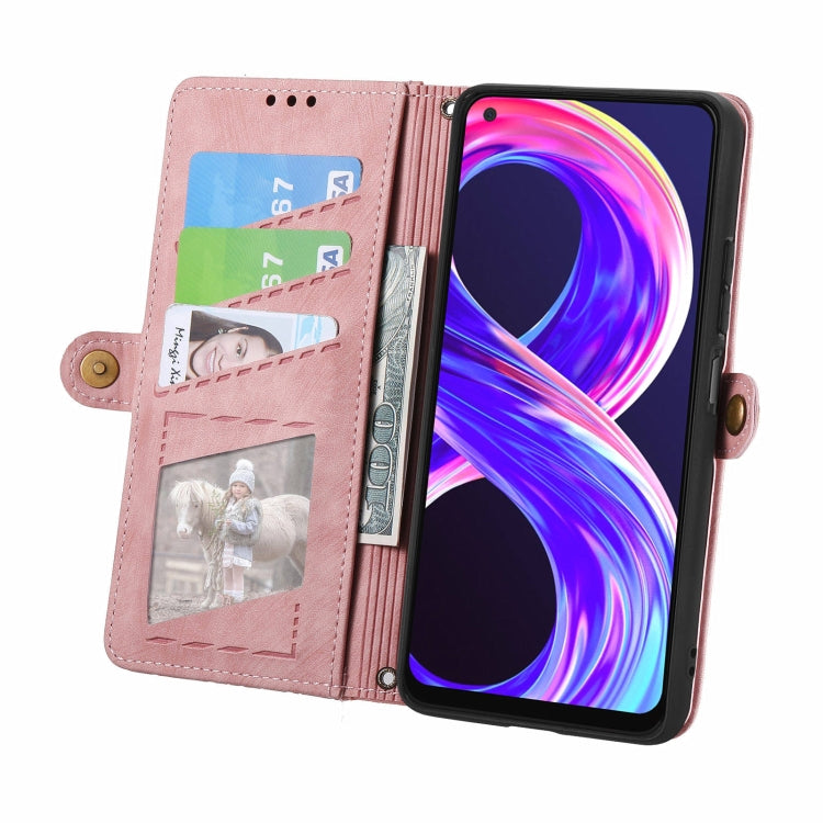 For Realme 8 / 8 Pro Geometric Zipper Wallet Side Buckle Leather Phone Case
