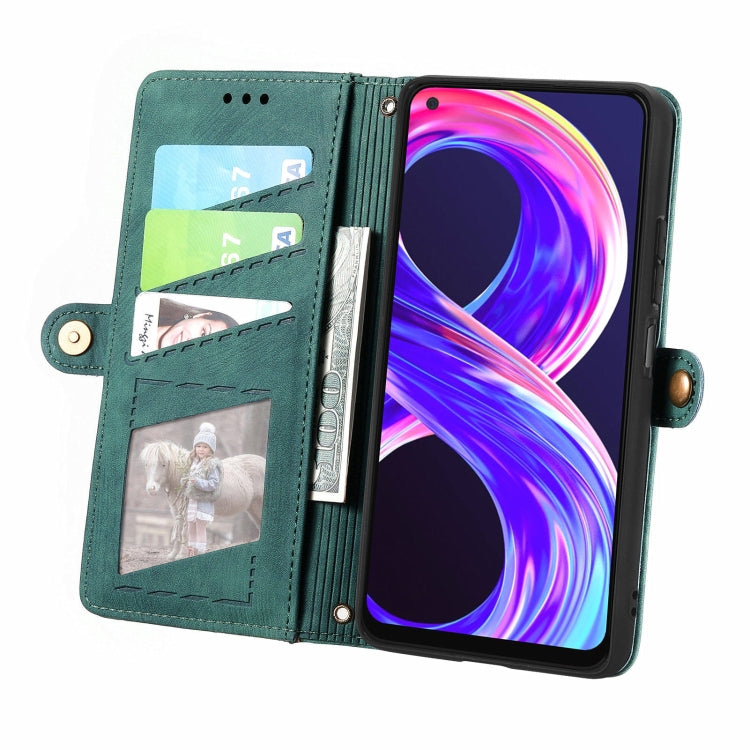 For Realme 8 / 8 Pro Geometric Zipper Wallet Side Buckle Leather Phone Case