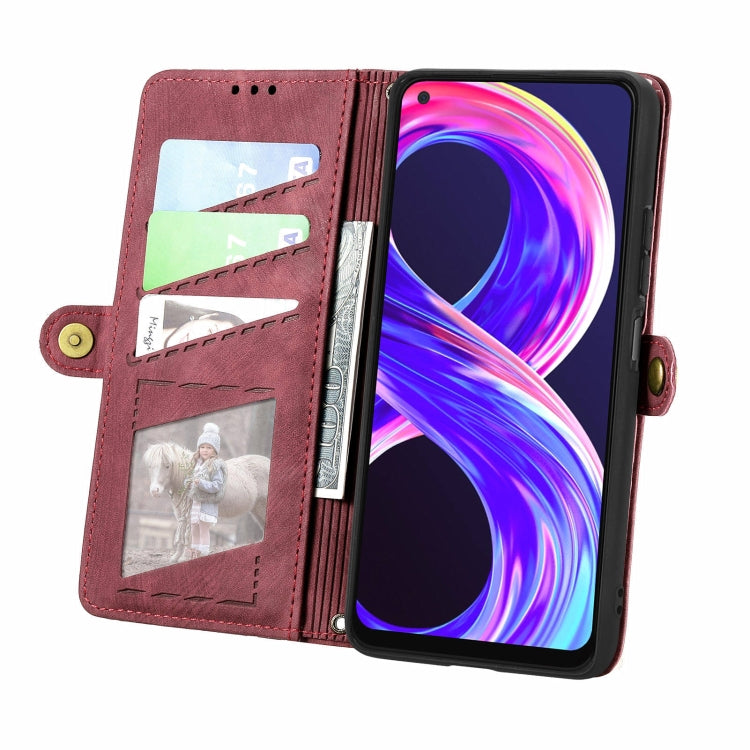 For Realme 8 / 8 Pro Geometric Zipper Wallet Side Buckle Leather Phone Case