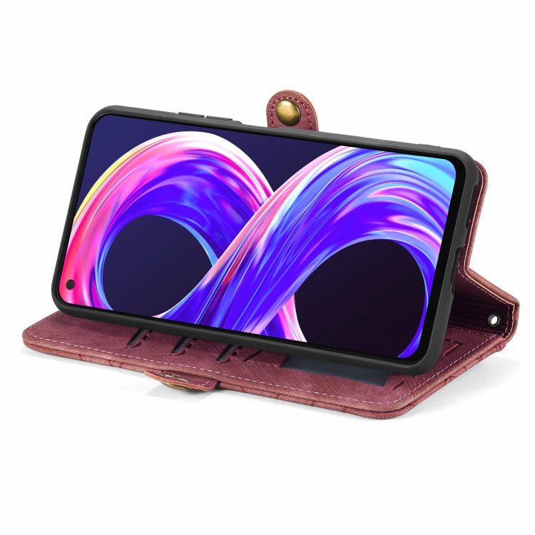 For Realme 8 / 8 Pro Geometric Zipper Wallet Side Buckle Leather Phone Case