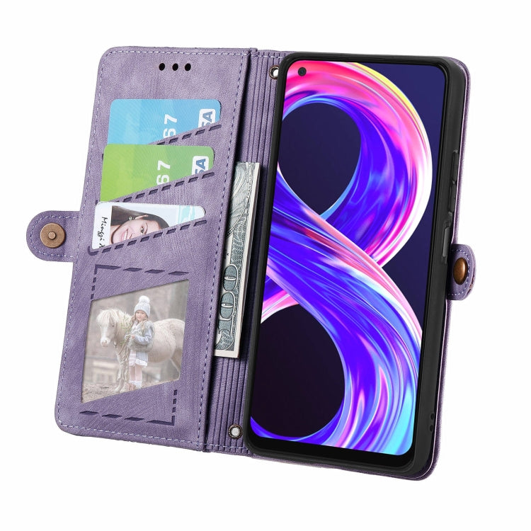 For Realme 8 / 8 Pro Geometric Zipper Wallet Side Buckle Leather Phone Case