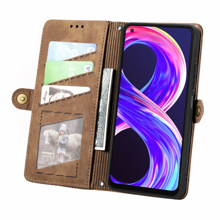 For Realme 8 / 8 Pro Geometric Zipper Wallet Side Buckle Leather Phone Case