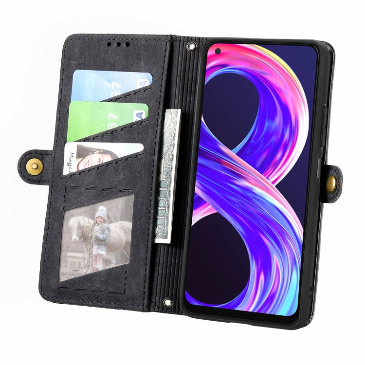 For Realme 8 / 8 Pro Geometric Zipper Wallet Side Buckle Leather Phone Case