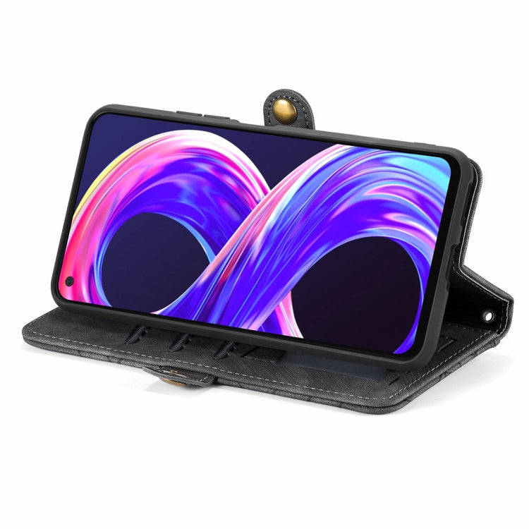 For Realme 8 / 8 Pro Geometric Zipper Wallet Side Buckle Leather Phone Case