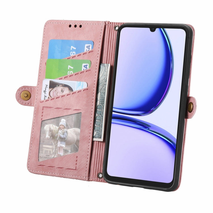 For Realme Note 50 Geometric Zipper Wallet Side Buckle Leather Phone Case