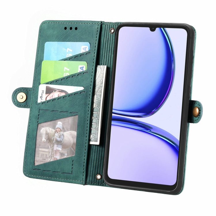 For Realme Note 50 Geometric Zipper Wallet Side Buckle Leather Phone Case
